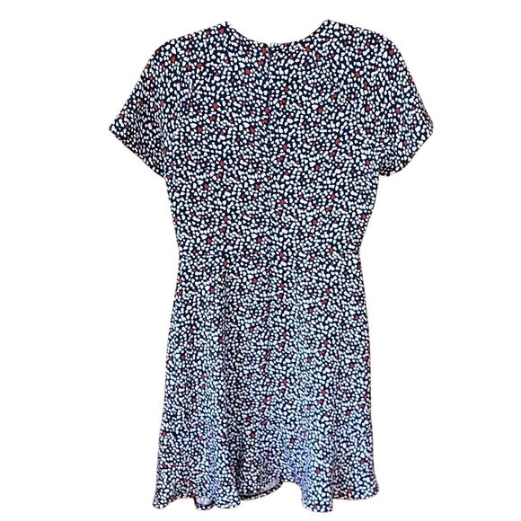 Michael Kors Navy Heart‑Print Fit‑and‑Flare Dress Size 4 Back‑Zip Lined Flirty - Picture 2 of 13